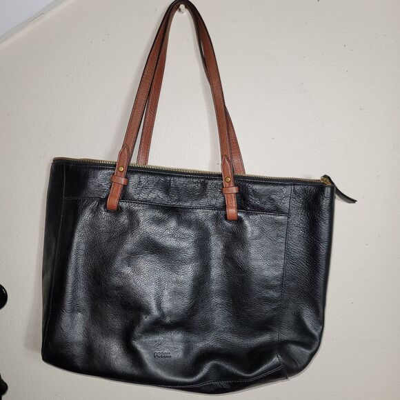 Rachel Leather Tote with Zipper Fossil - Picture 2 of 5